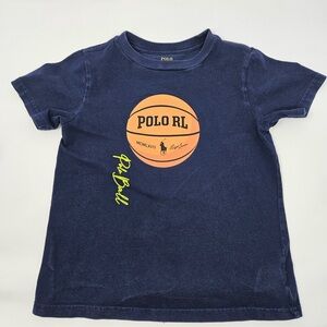 Polo by Ralph Lauren Kids Blue T-Shirt with Orange Basketball Graphic - 4T